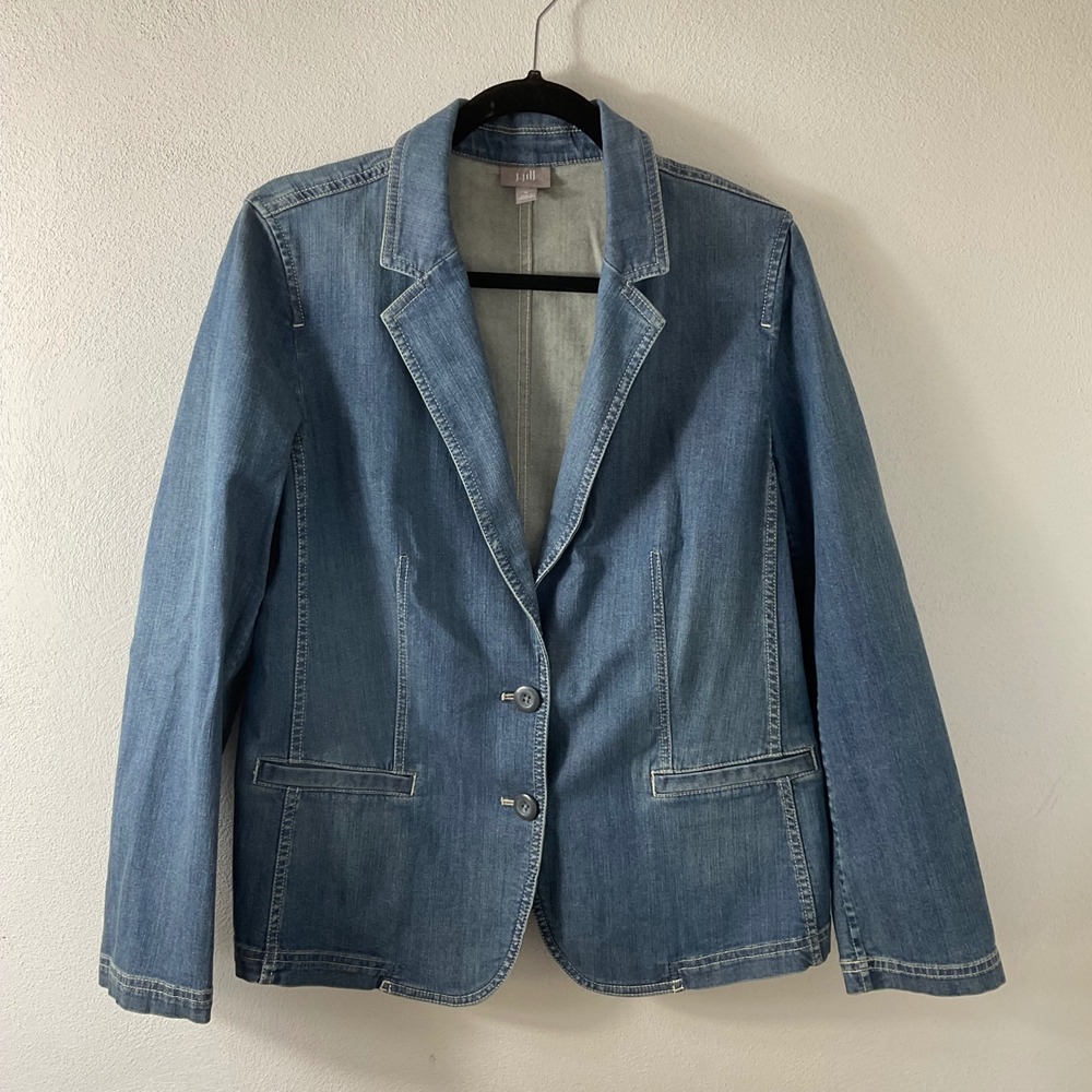 J Jill Stretch Blue Jean Jacket Blazer Sz M